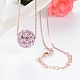 18K Real Gold Plated Alloy Austrian Crystal Round Pendant Necklaces NJEW-DD0001-23B-2