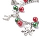 Confezione regalo di natale e braccialetto con ciondolo in lega di albero e fiocco di neve e renna con perla di vetro BJEW-TA00097-4