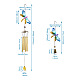 2個2スタイルの鉄風チャイム  小さな風鈴手作りガラスペンダント  トンボ  ミックスカラー  1個/スタイル HJEW-CF0001-02-2
