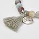 Bracelets extensibles en perles d'amazonite de fleurs naturelles X-BJEW-JB02812-04-2