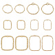 サニークルー 36 ピース 6 スタイル合金オープン バック ベゼル ペンダント  UVレジンDIY用  エポキシ樹脂  プレスジュエリー  長方形とリング  ライトゴールド  21.5~46x17~32.5x1.5~2mm  穴：3~1.5mm  6個/スタイル FIND-SC0004-14-1