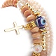 4 pièces 3 style lampwork mauvais œil & verre & synthétique hématite perles extensibles ensemble de bracelets BJEW-JB09144-03-5