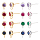 Benecreat 8 paio di orecchini a bottone in ottone con zirconi cubici a 8 colori con anelli verticali KK-BC0011-48-1