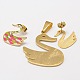 Girl's Colorful 304 Stainless Steel Swan Jewelry Sets Pendants and Ear Studs STAS-K018-65G-2