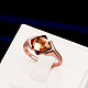 錫合金ガラス指輪  菱形  チョコレート  ローズゴールド  usサイズ6（16.5mm） RJEW-BB17287-6-6