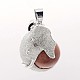 Platinum Plated Brass Elephant Covered with Round Ball Gemstones Pendants G-O037-10-1