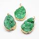 Electroplated Natural & Dyed Druzy Agate Pendants G-N0167-023B-04-1