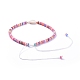 Handmade Polymer Clay Heishi Beads Braided Necklaces NJEW-JN02725-4