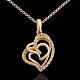 Unique Real 18K Gold Plated Eco-Friendly Tin Alloy Czech Rhinestone Heart To Heart Pendant Necklaces For Women NJEW-BB13884-3