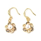 Natural Pearl Beaded Flower Dangle Earrings with Cubic Zirconia EJEW-B017-13G-1