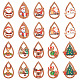 20 個 10 スタイルのクリスマステーマウッドビッグペンダント  片面プリントのティアドロップチャーム  ティアドロップ  54~55x34~44.5x2.5~3mm  穴：1.6~1.8mm  2個/スタイル WOOD-TA0001-92-1