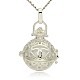 Silver Color Plated Brass Hollow Round Cage Pendants KK-J240-07S-1
