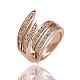 Настоящее розовое золото покрытием олова сплава чешский горный хрусталь полые широкие кольца для женщин RJEW-BB14064-7-1