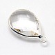 Silver Color Plated Brass Glass Teardrop Pendants GLAA-J017A-S-4