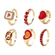 6pcs 6 anillos de puño de latón de estilo RJEW-LS0001-05-1