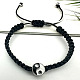Bracelet de perles tressées yin-yang en alliage émaillé réglable avec cordons en nylon RE7532-2