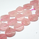 Faceted Flat Round Natural Rose Quartz Beads Strands G-P063-155-1