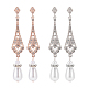 Anattasoul 2 paires de boucles d'oreilles pendantes en perles en plastique de 2 couleurs avec strass EJEW-AN0004-19-1