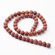Helado hebras de perlas redondas de jaspe natural de color rojo G-J346-22-8mm-2