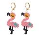 Geflochtene Flamingo-Ohrringe aus Glassamen EJEW-MZ00041-1