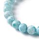 Bracelet extensible perles rondes en larimar naturel BJEW-A120-01B-4