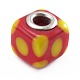 Mixed Color Dotted Cube Handmade Lampwork Large Hole European Beads X-DAM07-2