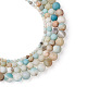 4 brins 4 perles rondes en amazonite de style fleur givrée naturelle G-TA0001-31-2