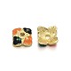 4-Petal Colorful Flower Brass Enamel Bead Caps KK-N0078-04-1