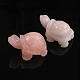 Figurines de tortue de guérison sculptées en quartz rose naturel DJEW-PW0012-031B-01-1