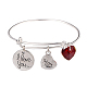 Mother's Day Adjustable Silver Plated Brass Charm Bangles Expandable Bangles BJEW-JB02006-1