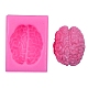 DIYハロウィーン脳シリコーンフォンダン型  DIYケーキデコレーション用  UVレジン＆エポキシ樹脂ジュエリー作り  ショッキングピンク  62x46x27mm  内径：45x38mm X-DIY-F072-05-1