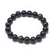 Bracelets extensibles en perles d'obsidienne brillante dorée naturelle BJEW-K212-C-020-1