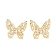 Clear Cubic Zirconia Butterfly Stud Earrings for Women EJEW-K090-03G-3