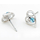 Real 18K Platinum Plated Alloy Rhinestone Heart Jewelry Sets SJEW-DD0002-015C-5