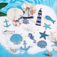 CHGCRAFT 34pcs 16Style Wooden Nautical Hanging Decorations Mini Beach Marine Ornament Set Beach Coastal Wall Ornaments for Summer Party Home Decor HJEW-CA0001-09-4