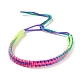Bracciale regolabile intrecciato in poliestere color arcobaleno da donna BJEW-F454-02-1