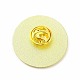 単語エナメルピンを持つ猫  バックパックの服のための黄金の合金のブローチ  フラットラウンド  28.5x1.5mm JEWB-B005-03G-05-2