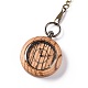 Reloj de bolsillo de madera de ébano con cadena de latón y clips WACH-D017-A12-03AB-2