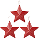 GORGECRAFT 3PCS 5.31 Inch Metal Barn Star Crafts Hanging Wall Decor 3D Iron Red Outdoor Wall Arts Ornament Indoor Outdoor Decoration for Home Farmhouse Christmas July 4th Country Americana Patriotic HJEW-WH0042-37-1