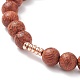 Set di braccialetti elastici con perline rotonde in pietra lavica naturale e legno in 3 pezzo BJEW-JB08350-7