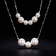 Sterling Silver Shell Pearl Two-Tiered Necklaces NJEW-F188-03-2