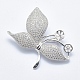 925 Sterling Silver Cubic Zirconia Brooch Findings STER-G026-06P-1