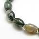 Ovale mousse naturelle perles en agate brins G-P063-01-3