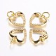 Long-Lasting Plated Brass Micro Pave Cubic Zirconia Charms ZIRC-F069-39G-1