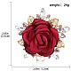 Тканевая роза с брошью из хрусталя и страз JEWB-WH0028-12LG-2
