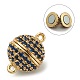 Brass Micro Pave Cubic Zirconia Magnetic Clasps with Loops ZIRC-L075-49B-2
