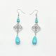 Серьги-подвески из цинкового сплава с синтетической бирюзой LQ8241-3-1