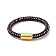 Bracelet cordon rond tressé en cuir microfibre avec 304 fermoir en acier inoxydable pour homme femme BJEW-C021-11-2