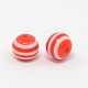 Red Strip Resin Round Beads X-RESI-RB017Y-8-1