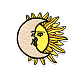 機械刺繍布地手縫い/アイロンワッペン  マスクと衣装のアクセサリー  アップリケ  太陽と月  カラフル  70x69mm DIY-I013-36-1